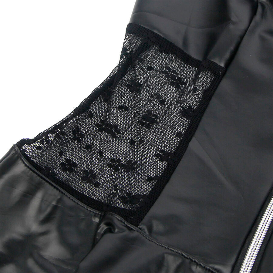 SUBBLIME - 957711 ROBE EN CUIR À FERMETURE ÉCLAIR EN DENTELLE NOIRE L/XL