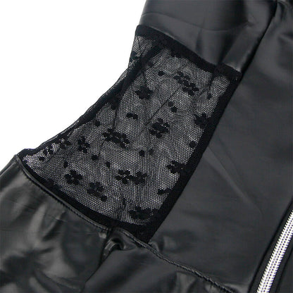 SUBBLIME - 957711 ROBE EN CUIR À FERMETURE ÉCLAIR EN DENTELLE NOIRE L/XL