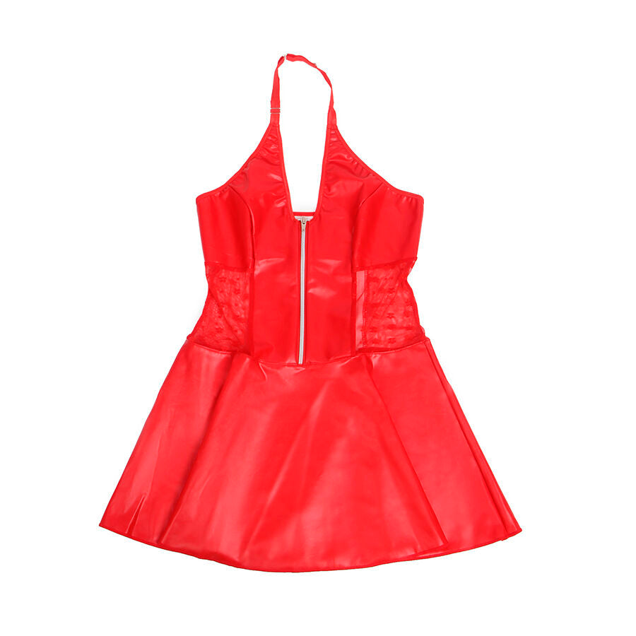 SUBBLIME - 957735 ROBE EN CUIR À FERMETURE ÉCLAIR EN DENTELLE ROUGE L/XL