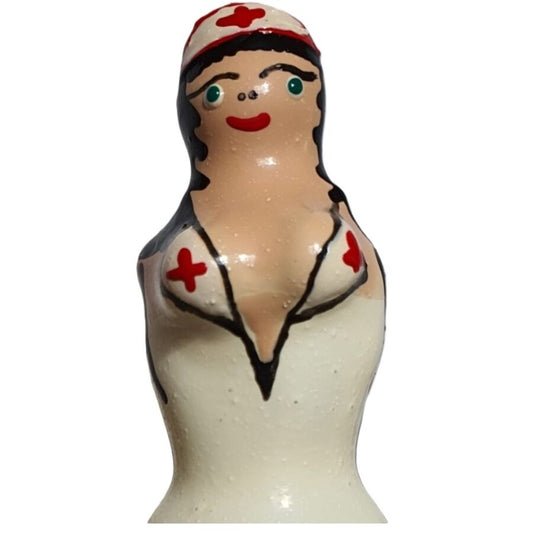CONDOMERIE - PRÉSERVATIFS FANTAISIE PEINTS À LA MAIN INFIRMIÈRE BLONDE