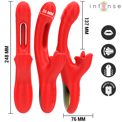 INTENSE - JESSICA VIBRATEUR MULTIFONCTION STIMULATION CLITORIS 24,8 CM ROUGE