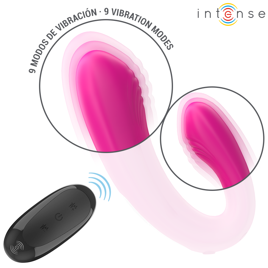 INTENSE - JANET DOUBLE STIMULATEUR ET VIBRATEUR EN U AVEC TÉLÉCOMMANDE ROSE