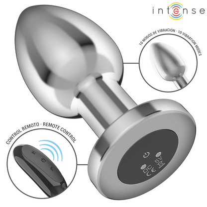 INTENSE - PLUG ANAL 10 VIBRATIONS MÉTAL AVEC TÉLÉCOMMANDE L