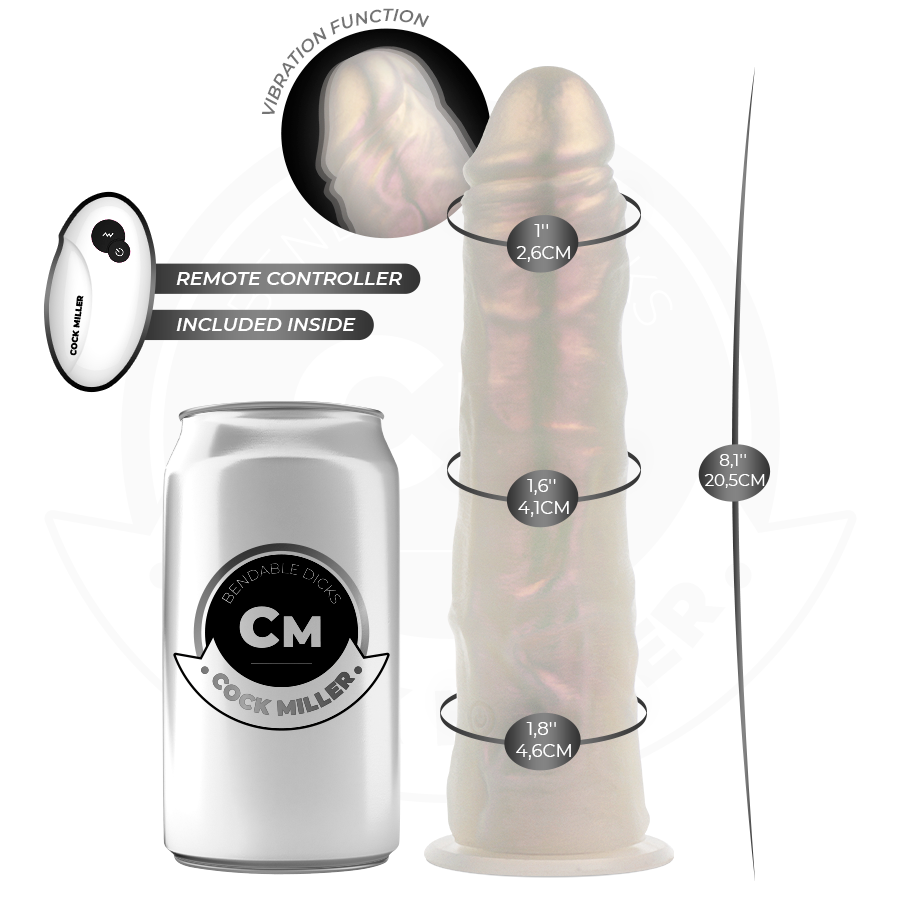COCK MILLER - GODE AVEC VENTOUSE, LUMIÈRES ET VIBRATIONS AVEC TÉLÉCOMMANDE BLANC 20,5 CM