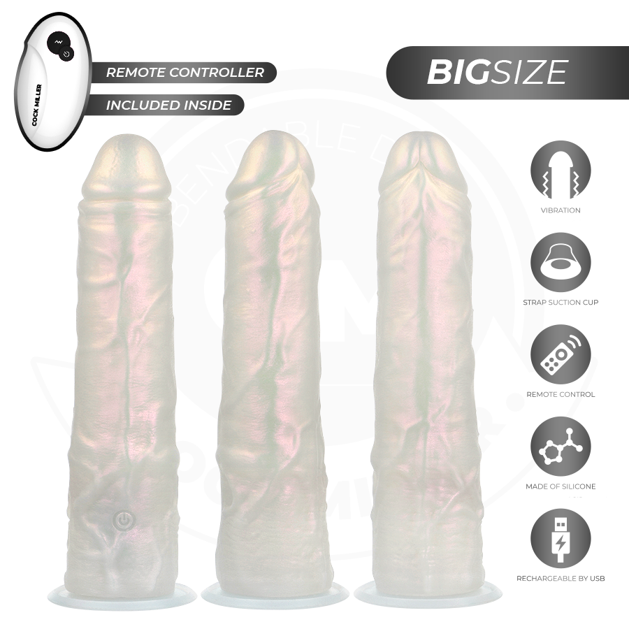 COCK MILLER - GODE AVEC VENTOUSE, LUMIÈRES ET VIBRATIONS AVEC TÉLÉCOMMANDE BLANC 21,5 CM