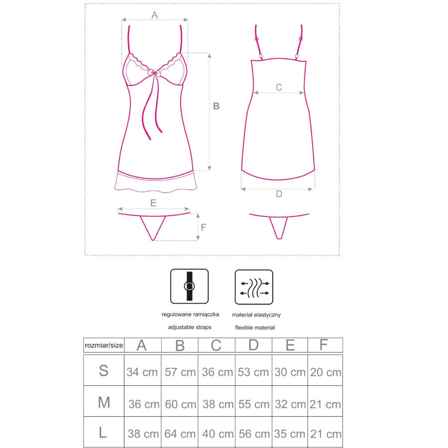 LIVCO CORSETTI FASHION - LUISE 1710 BABYDOLL + STRING NOIR XL