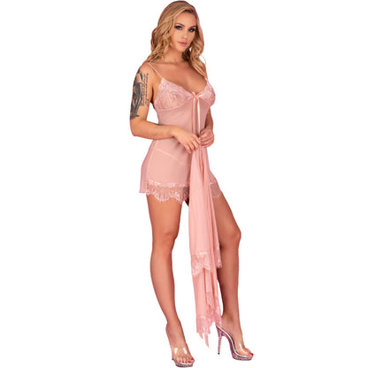 LIVCO CORSETTI FASHION - BABYDOLL HYEONA 1710 + THONG ROSE XL