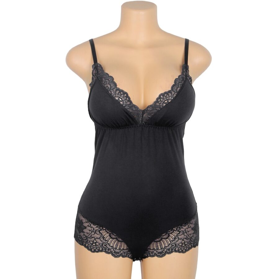 SUBBLIME - TEDDY DÉTAIL DENTELLE FLORALE NOIR S/M
