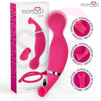 MORESSA - KIRK DUO ONDES STIMULANTES + MASSEUR MULTIFONCTION RECHARGEABLE EN SILICONE PREMIUM