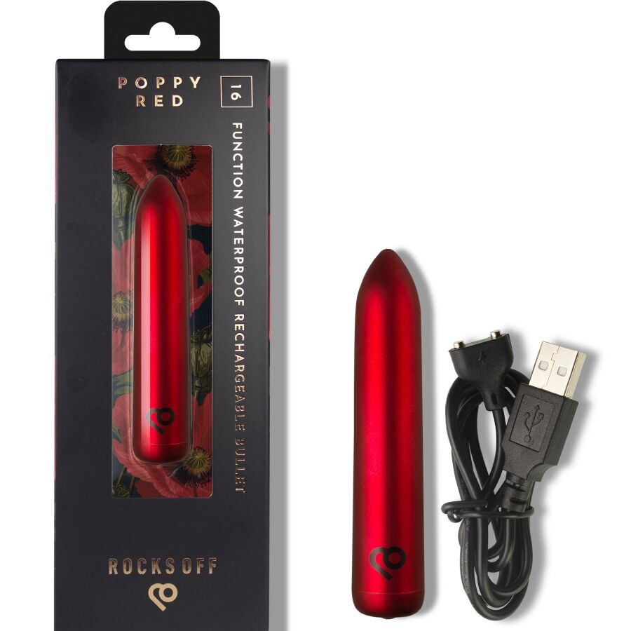 ROCKS-OFF - BALLE VIBRANTE RECHARGEABLE ROUGE COQUELICOT