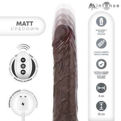 MR INTENSE - MATT RÉALISTE MULTIFONCTION AVEC VIBRATION HAUT ET BAS ET TÉLÉCOMMANDE 22 CM -O- 4 CM