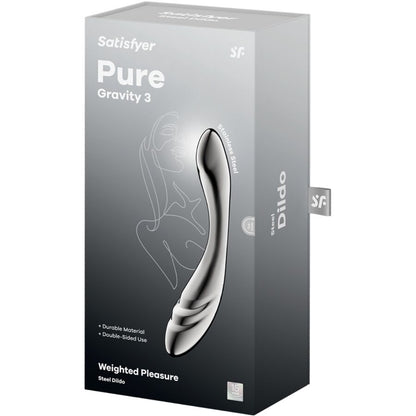 SATISFYER - PURE GRAVITY 3 GODEMICHET DOUBLE EXTRÉMITÉ EN ACIER INOXYDABLE