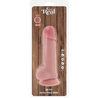 GET REAL - PÉNIS RÉALISTE DE LUXE AVEC TESTICULES EXTRA ÉPAIS DE 28 CM