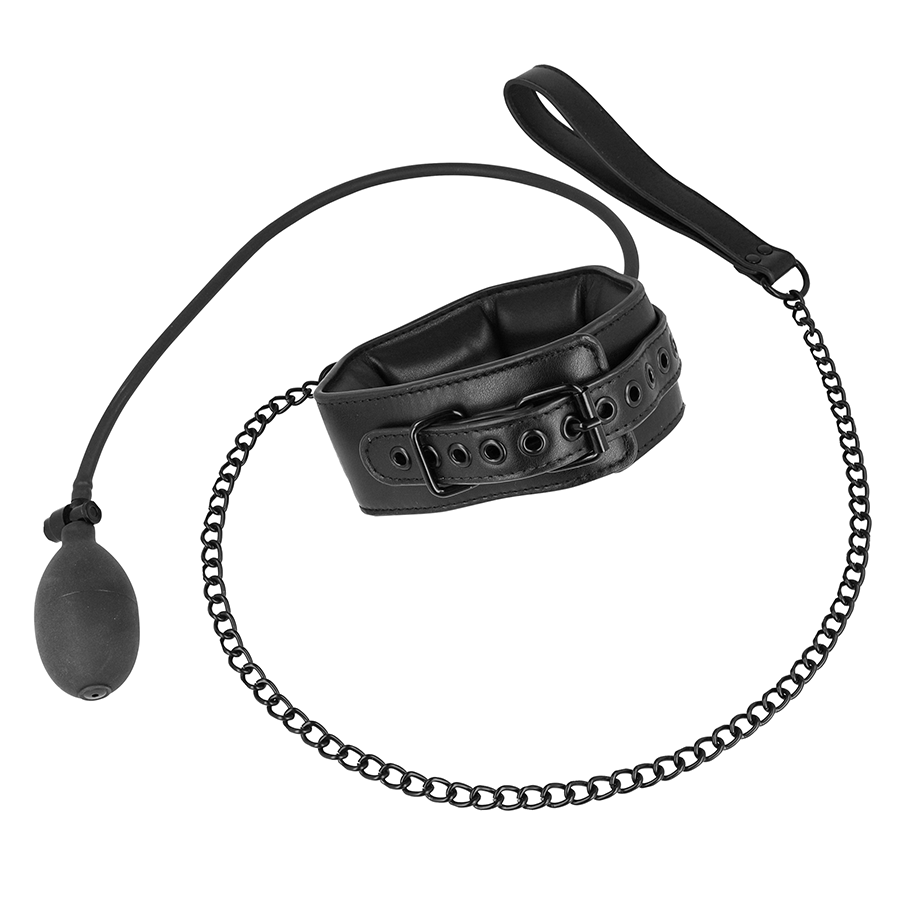 FETISH SUBMISSIVE BONDAGE - COLLIER D'ÉTRANGLEMENT GONFLABLE AVEC CHAÎNE